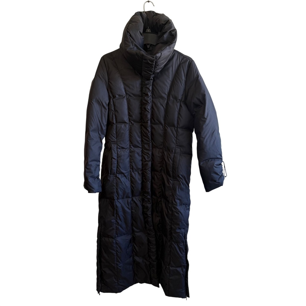 Cole Haan Size Medium Black Down Filled Parka Trench Puffer Coat Outdoor Winter